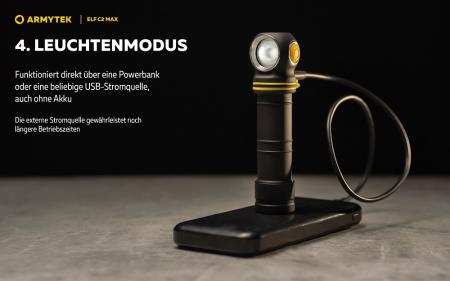 Armytek Elf C2 Max LR Taschen- und Stirnlampe mit Magnethalterung / Stirnhalterung akkubetrieben neutralweißes Licht