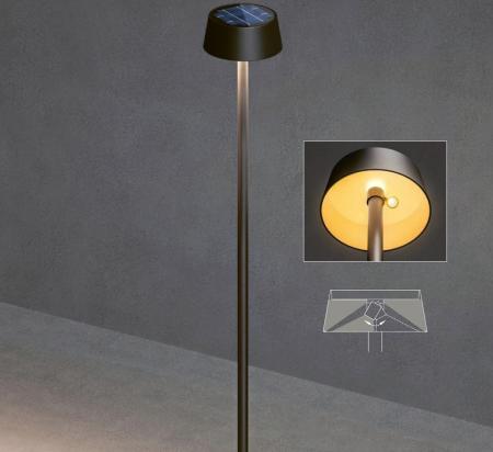 250cm Sigor Klewe Sundress Akku-Solarleuchte 4,4W 427lm IP65 3000K 8800mAh Ra80 anthrazit