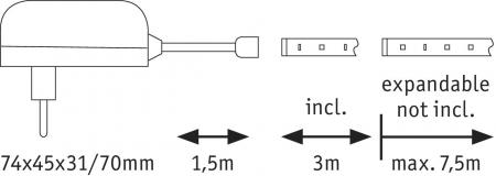 3 Meter Set LED-Streifen Function YourLED Weiß Paulmann 70320