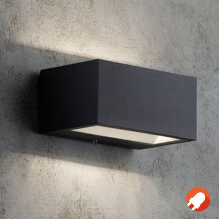 Eckige Wandleuchte NENE innen & außen schwarz up&down