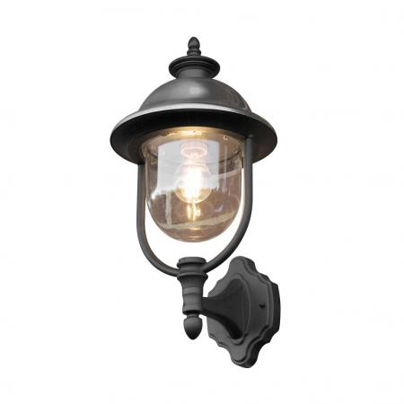 Konstsmide 7239-000 Parma Wandleuchte Edelstahl 304 Lampendach, schwarz lackiertes Aluminium, klares Acrylglas