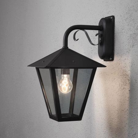 Konstsmide 435-750 Benu Wandleuchte schwarz lackiertes Aluminium, rauchfarbenes Acrylglas, handmade in EU