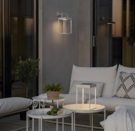 Mobile Akku USB & Solar Wand- und Tischleuchte PORTOFINO in weiß In&Out aus Aluminium IP54 von Konstsmide