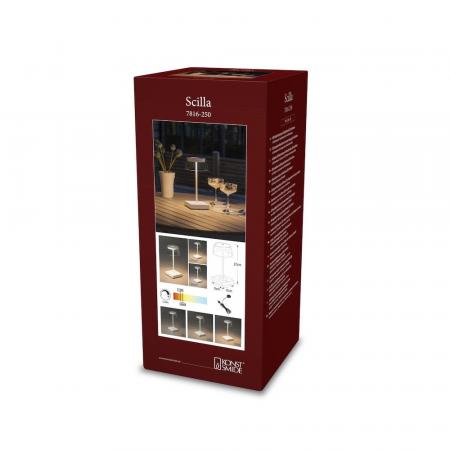 Mobile Tischleuchte SCILLA in Weiß In&Out aus Aluminium & Glas dimmbar IP54 von Konstsmide