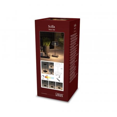 Mobile Tischleuchte SCILLA in Schwarz In&Out aus Aluminium & Glas dimmbar IP54 von Konstsmide