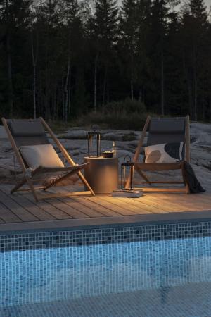 Mobile USB Tischlaterne MANOROLA in Schwarz In&Out aus Aluminium IP54 von Konstsmide