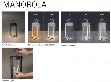 Mobile USB Tischlaterne MANOROLA in Schwarz In&Out aus Aluminium IP54 von Konstsmide