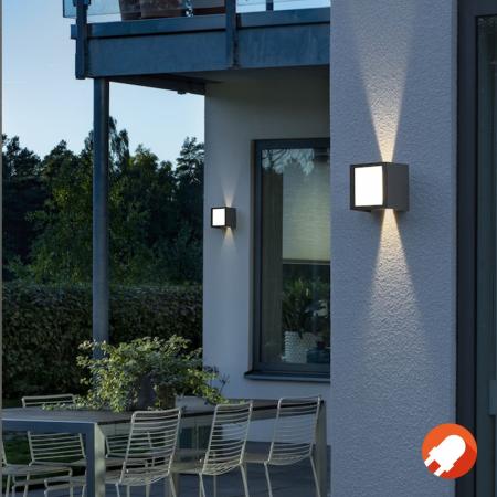 Konstsmide 7946-370 Cremona Wandleuchte anthrazit lackiertes Aluminium, gefrostetes Acrylglas