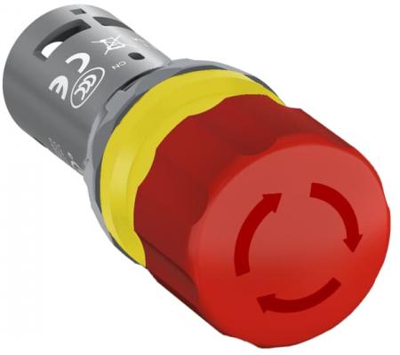ABB CE3T-10R-11 Not-Aus-Taster Compact 30mm, Drehentrieg.1 Schließer + 1 Öffner CombiLine-Compact