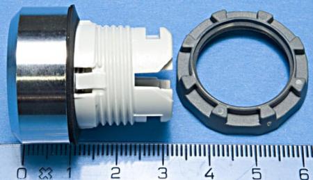 ABB MP1-31L Leuchtdrucktaster, blau, flach-tastend, Frontring, Metall verchromt beleuchtbar, transparent