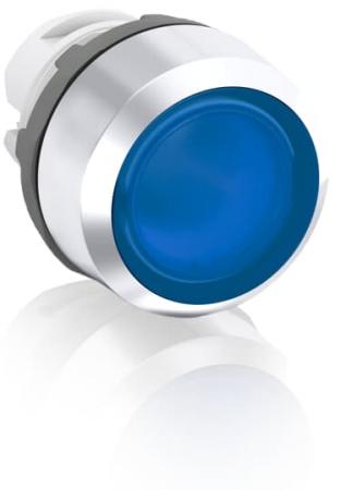 ABB MP2-21L Leuchtdrucktaster, blau, flach-verrastend, Frontring Kunststoff verchromt, beleuchtbar