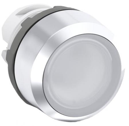ABB MP2-21W Leuchtdrucktaster, weiss, flach-verrastend, Frontring Kunststoff verchromt, beleuchtbar