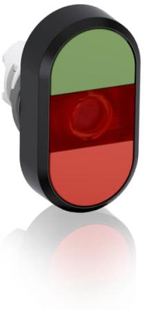 ABB MPD1-11R Doppeldrucktaster, Tasten - oben grün: ohne Text - unten flach: rot ohne Text - Mitte: rot