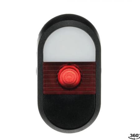 ABB MPD5-11R Doppeldrucktaster, Tasten - oben weiss: ohne Text - unten flach schwarz: ohne Text - Mitte: rot, beleuchtbar