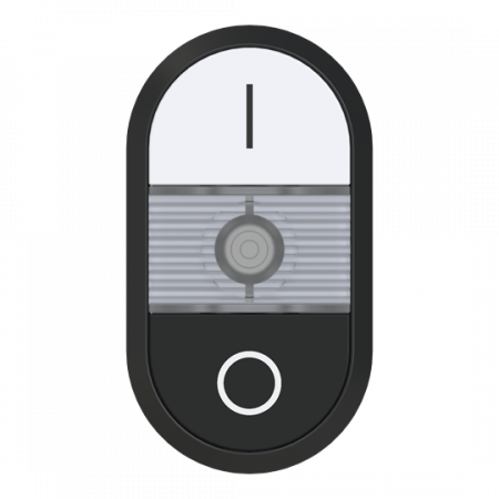 ABB MPD6-11C Doppeldrucktaster, Tasten - oben weiss: Symbol I - unten flach schwarz: Symbol O - Mitte: farblos, beleuchtbar