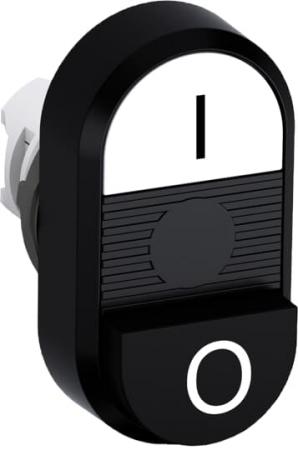 ABB MPD17-11B Doppeldrucktaster, Tasten - oben weiss: Symbol I - unten hoch schwarz: Symbol O - Mitte: schwarz, beleuchtbar
