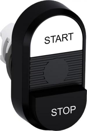 ABB MPD19-11B Doppeldrucktaster, Tasten - oben weiss: START - unten hoch schwarz: STOP - Mitte: schwarz, beleuchtbar