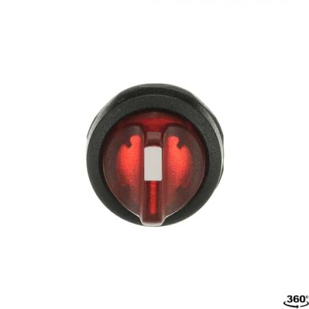 ABB M2SS3-11R Leuchtwahlschalter, rot, 2 Stellungen, Rückzug von C nach B, Frontring Kunststoff schwarz, beleuchtbar, kurzer Drehgriff