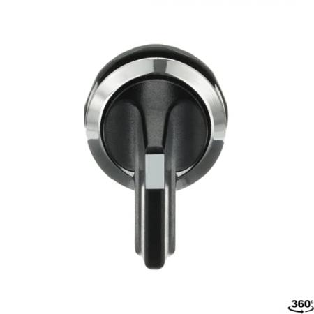 ABB M2SS5-30B Wahlschalter A-C, schwarz, 2 Stellungen, langer Drehgriff rastend, Frontring Metall verchromt, nicht beleuchtbar