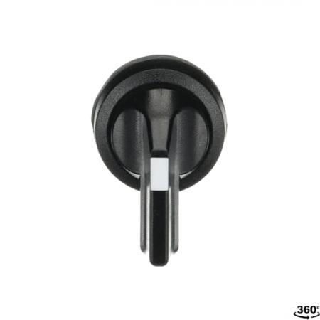 ABB M2SS6-10B Wahlschalter, schwarz, 2 Stellungen, Rückzug von C nach B, Frontring Kunststoff schwarz, nicht beleuchtbar, langer Drehgriff