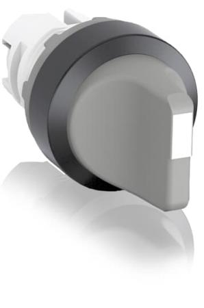 ABB M3SS1-10U Wahlschalter, grau, 3 Stellungen, kurzer Drehgriff rastend, Frontring Kunststoff schwarz, nicht beleuchtbar