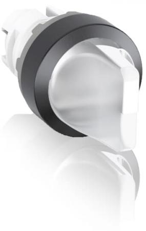 ABB M3SS2-11C Leuchtwahlschalter, farblos, beidseitiger Rückzug nach B rastend, Frontring Kunststoff schwarz, beleuchtbar, kurzer Drehgriff