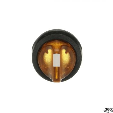 ABB M3SS3-11Y Leuchtwahlschalter, gelb, C mit Rückzug nach B rastend, Frontring Kunststoff schwarz, beleuchtbar, kurzer Drehgriff