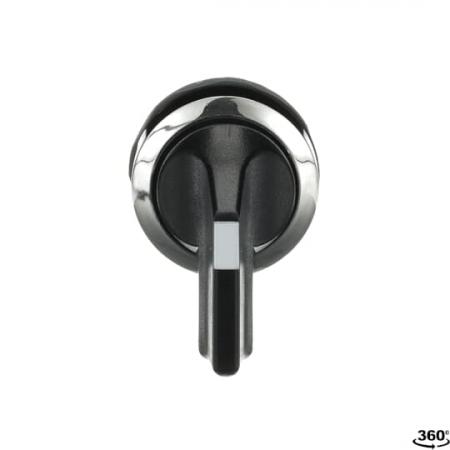 ABB M3SS4-30B Wahlschalter, schwarz, 3 Stellungen, langer Drehgriff rastend, Frontring Metall verchromt, nicht beleuchtbar