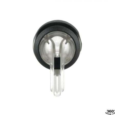 ABB M3SS5-11C Leuchtwahlschalter, farblos, beidseitiger Rückzug nach B rastend, Frontring Kunststoff schwarz, beleuchtbar, langer Drehgriff