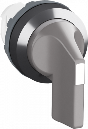 ABB M3SS5-20U Wahlschalter, grau, beidseitiger Rückzug nach B rastend, Frontring Kunststoff verchromt, nicht beleuchtbar, langer Drehgriff