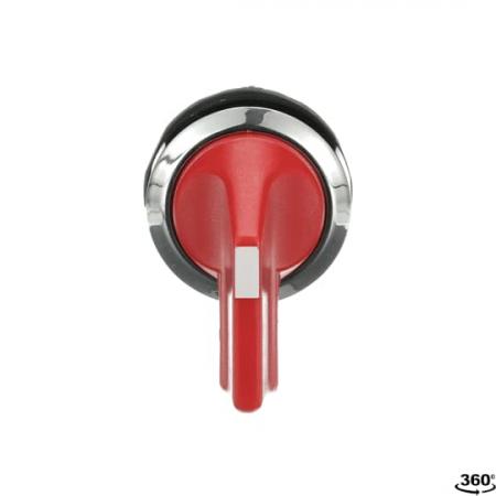 ABB M3SS5-30R Wahlschalter, rot, beidseitiger Rückzug nach B rastend, Frontring Metall verchromt, nicht beleuchtbar, langer Drehgriff