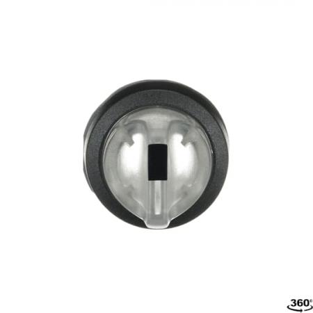ABB M3SS7-11C Leuchtwahlschalter, farblos, rastend in B und C, Rückzug von A nach B, Frontring Kunststoff schwarz, beleuchtbar, kurzer Drehgriff