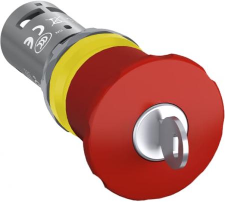 ABB CE4K1-10R-02 Not-Aus-Taster rot 40mm, Schlüsselentriegelung 2 Öffner, CombiLine-Compact