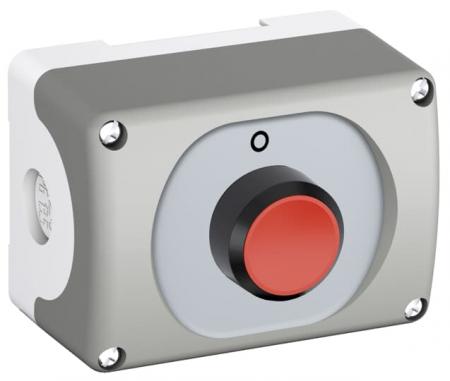 ABB MEP1-1003 Gehäusekombi.1-fach rot, Beschrift:O, 1 Taste flach, tastend CombiLine-Modular 2.Generation