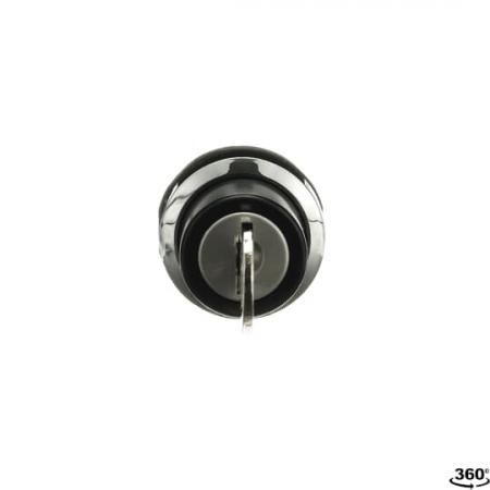 ABB M3SSK3-301 Schlüsselwahlschalter 3 Positionen, tastend, Entrieg. mit Code 71, Ronis 455 Rückstellung A nach B und C nach B, Abzug in, Pos. B, Frontring Metall verchromt