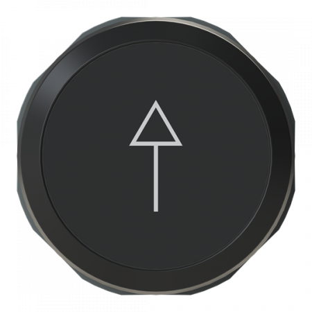 ABB MP1-7206 Drucktaster beschriftet, schwarz, flach-tastend, Frontring Kunststoff schwarz, Symbol weiss: Pfeil nach, oben, nicht beleuchtbar