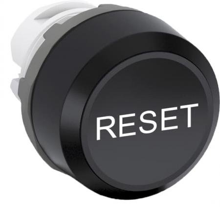 ABB MP1-7156 Leuchtdrucktaster besch, schwarz, flach-tastend, Frontring Kunststoff schwarz, Text weiss: -RESET-, beleuchtbar