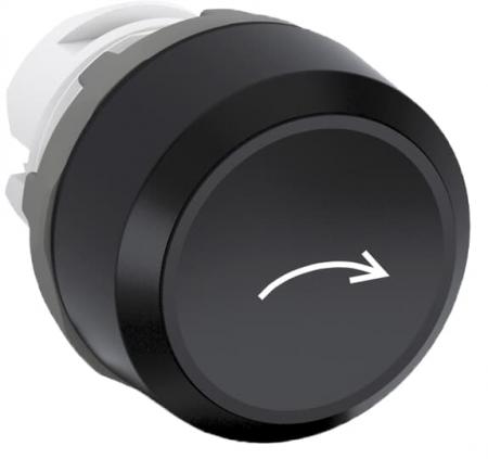 ABB MP1-7108 Drucktaster, schwarz, bedruckt, flach-tastend, Frontring schwarz Kunststoff, Pfeil rechtsdrehend in weiss, nicht beleuchtbar