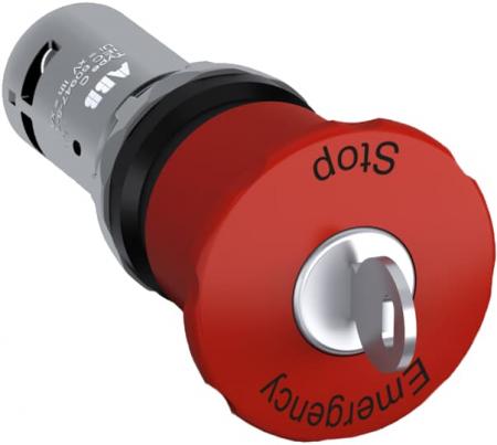 ABB CE9-1002 Compact -Not-Aus -, 40mm, schlüsselentriegelt, 1 Schließer + 1Ö Beschriftung “Emergency Stop”