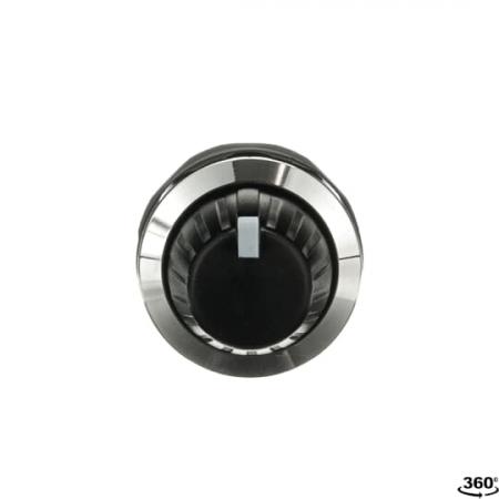 ABB MT-310B Potentiometer 10 kOhm, Frontring Metall verchromt schwarzer Drehknopf mit integrierter, Positionsanzeige und weisser Markierung