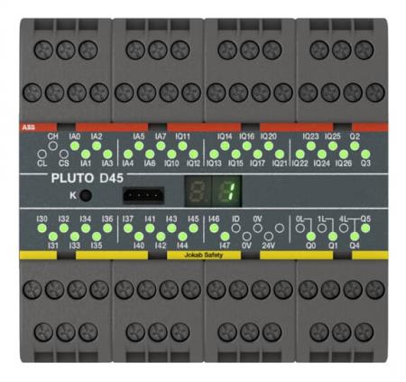 ABB Pluto D45 Sicherheits-SPS mit 24 fehlersicheren Eingängen mit 8 sicheren Analogeingängen 4 schnelle Zähleingänge
