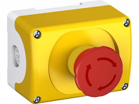 ABB MEPY1-1042 Gehäuse gelb NOT-HALT 40mm 2 Öffner, Drehentriegelung, Baureihe Modular