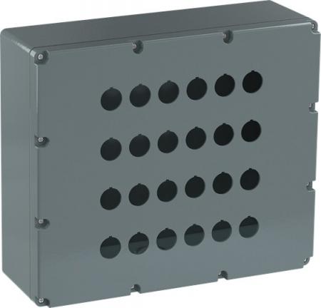 ABB 080SP24 Metallgehäuse, 24 Befehlsstellen, grau, Aluminium, IP66 mit Öffnung für Kabel-Einführung, Modular Metall Reihe