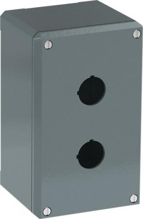 ABB 080SP2 Metallgehäuse, 2 Befehlsstellen, grau, Aluminium, IP66 mit Öffnung für Kabel-Einführung, Modular Metall Reihe