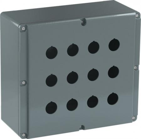 ABB 080SP12 Metallgehäuse, 12 Befehlsstellen, grau, Aluminium, IP66 mit Öffnung für Kabel-Einführung, Modular Metall Reihe