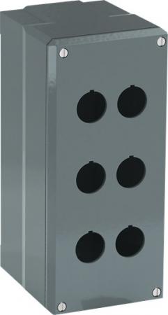 ABB 080SP6SFE Metallgehäuse, 6 Befehlsstellen, grau, Aluminium, IP66 ohne Öffnung für Kabel-Einführung, Modular Metall Reihe