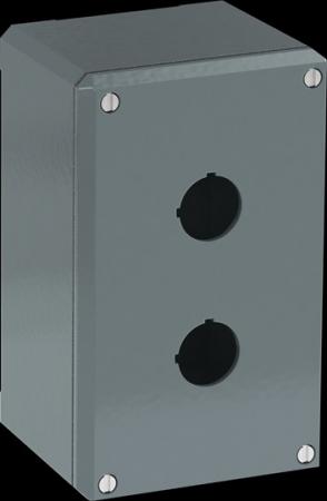 ABB 080SP2SFE Metallgehäuse, 2 Befehlsstellen, grau, Aluminium, IP66 ohne Öffnung für Kabel-Einführung, Modular Metall Reihe