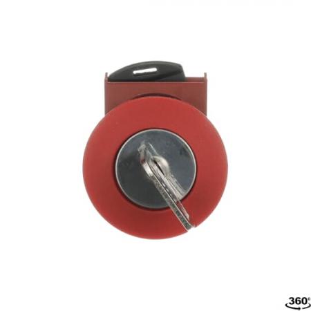 ABB P9MEC4RN95 Pilztaster 40mm rot Schlüssel, Metall, verrastend, Schlüssel Taster-Vorsatz, nicht beleuchtbar, Kontakthalter und Kontermutter