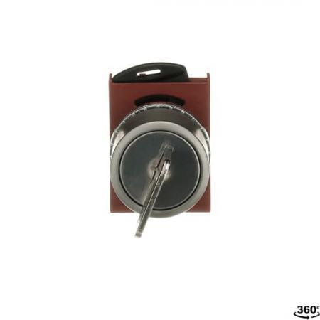 ABB P9MSCX0A95 Schlüsselschalter 4-Positionen, -67,5˚/ -22,5˚ / 22,5˚ / 67,5˚, key 95 alle Stellung verr., abziehbar -67,5˚, Kontakthalter und Kontermutter