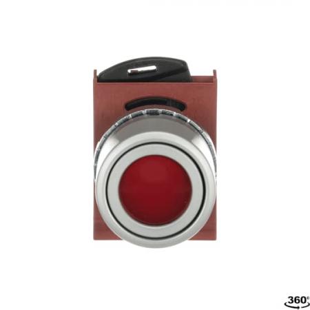 ABB P9MPLRGV Drucktaster flach rot, Metall, tastend, beleuchtbar, Glas-Linse Taster-Vorsatz, Kontakthalter, und Kontermutter